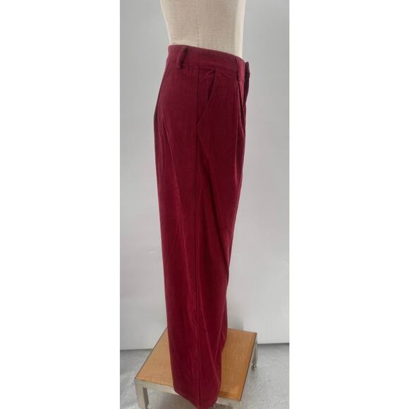 Aura Red Pants Womens Corduroy Flat Front Straight Leg Slash Pockets Size Medium - Picture 7 of 9